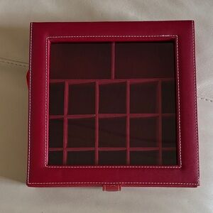 Red faux leather jewelry display box